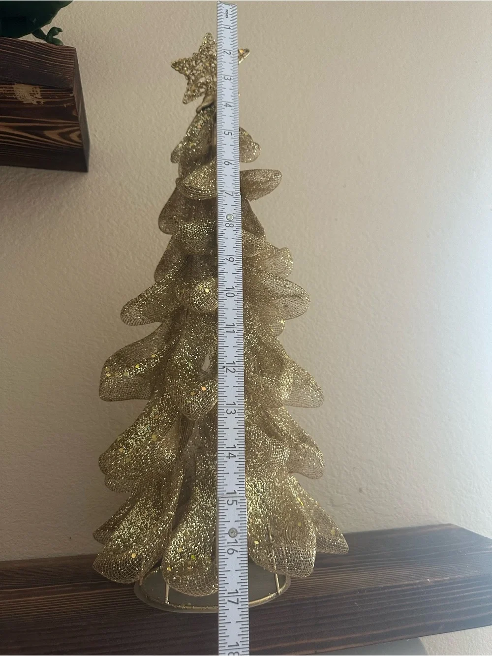 Gold Sparkle Holiday Tree Decor - Festive Tabletop Accent